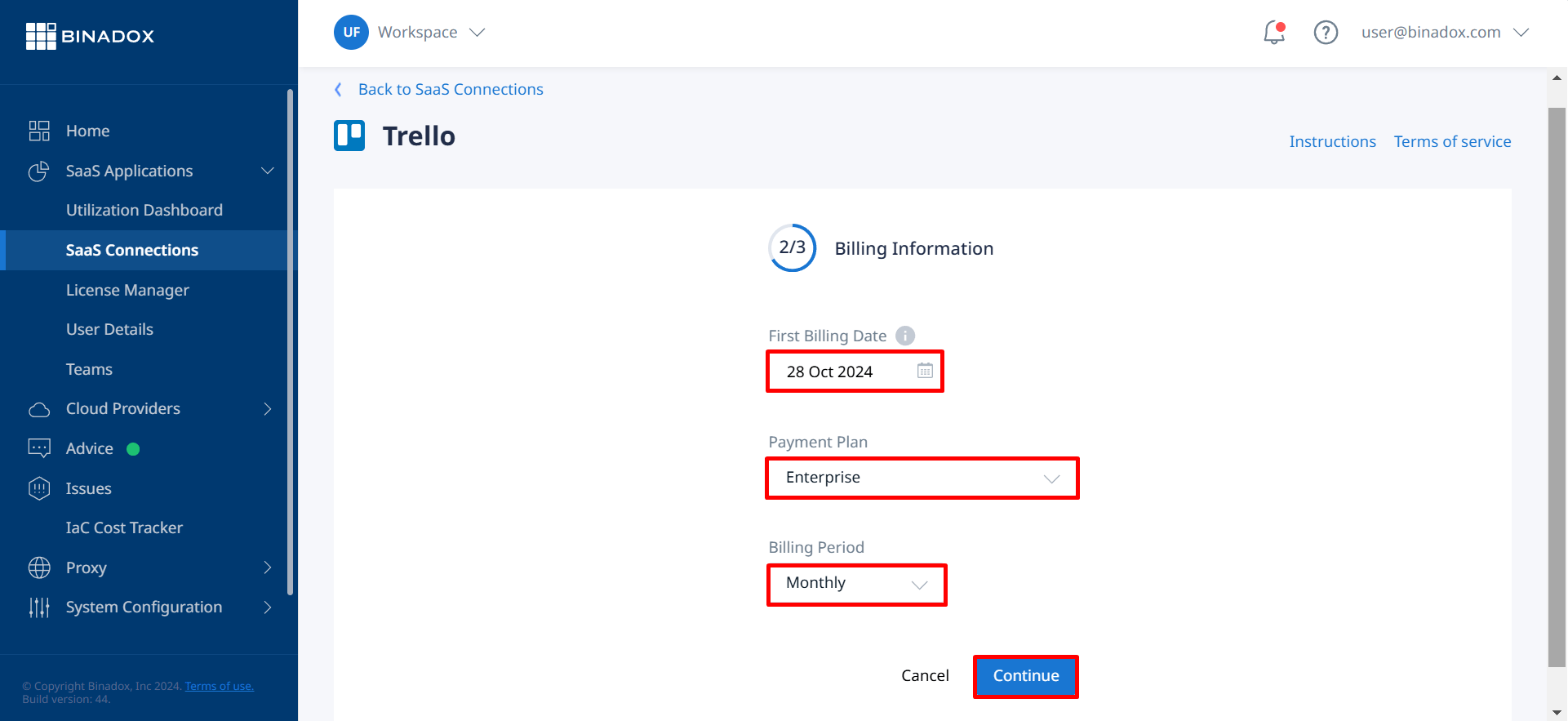 Billing information