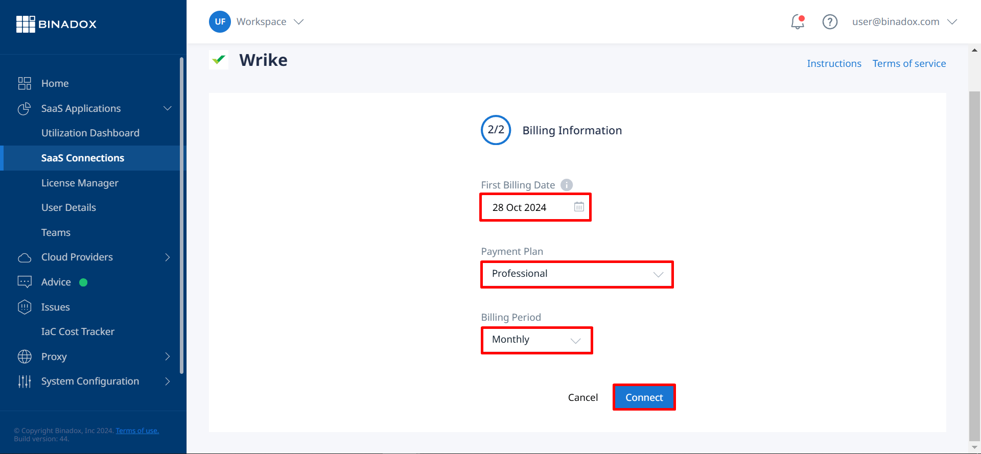 Billing information