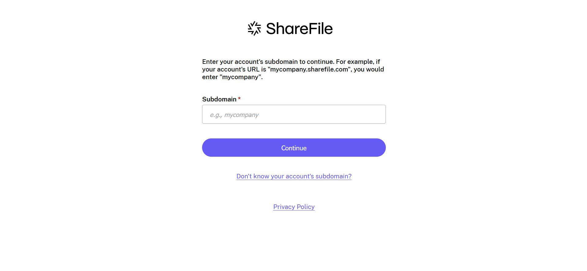 Subdomain API Login ShareFile