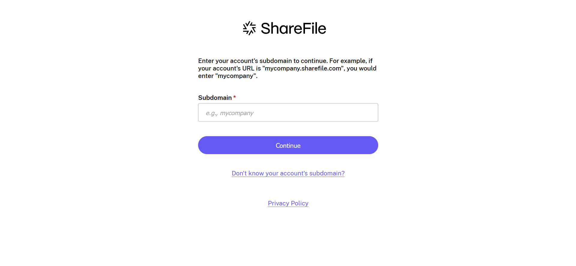 Connection Page ShareFile