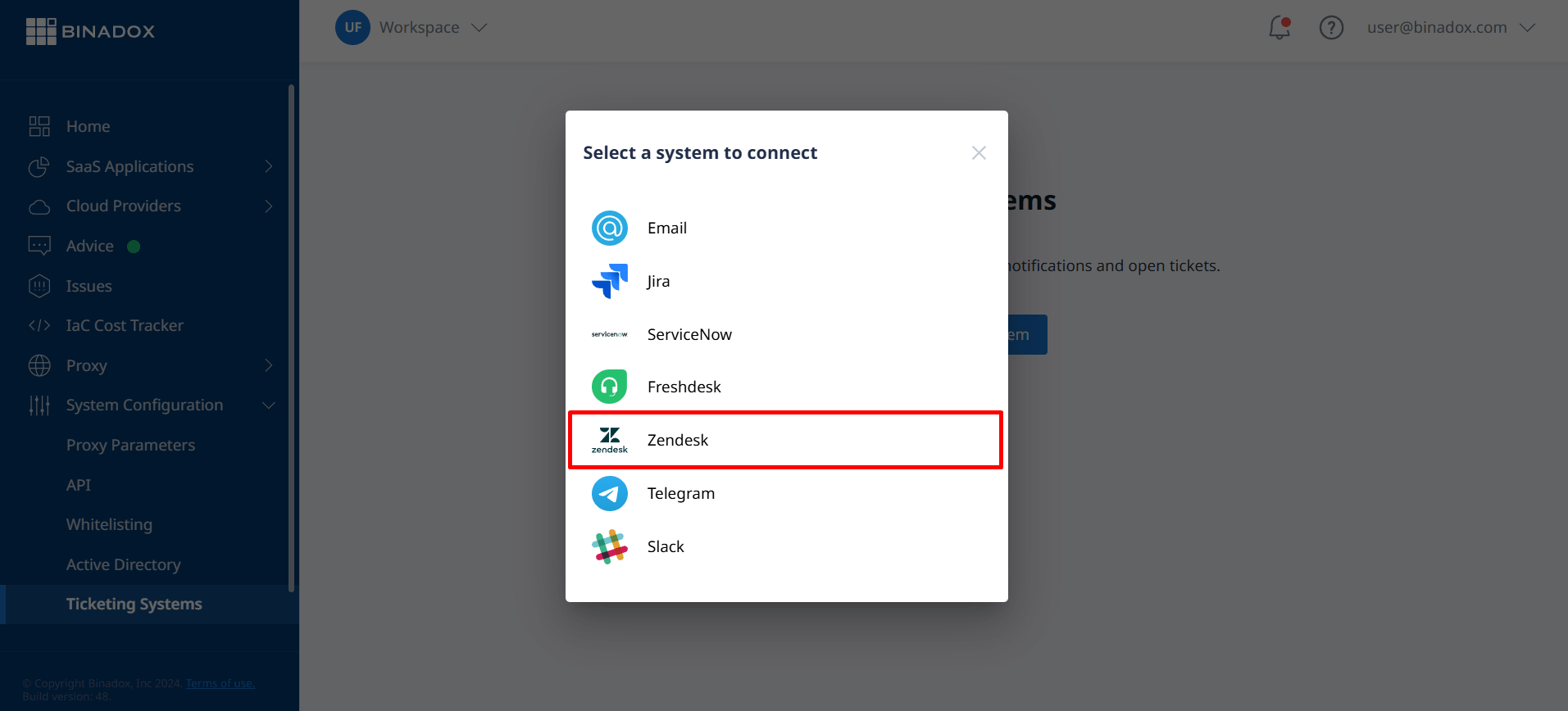 Select a system to connect