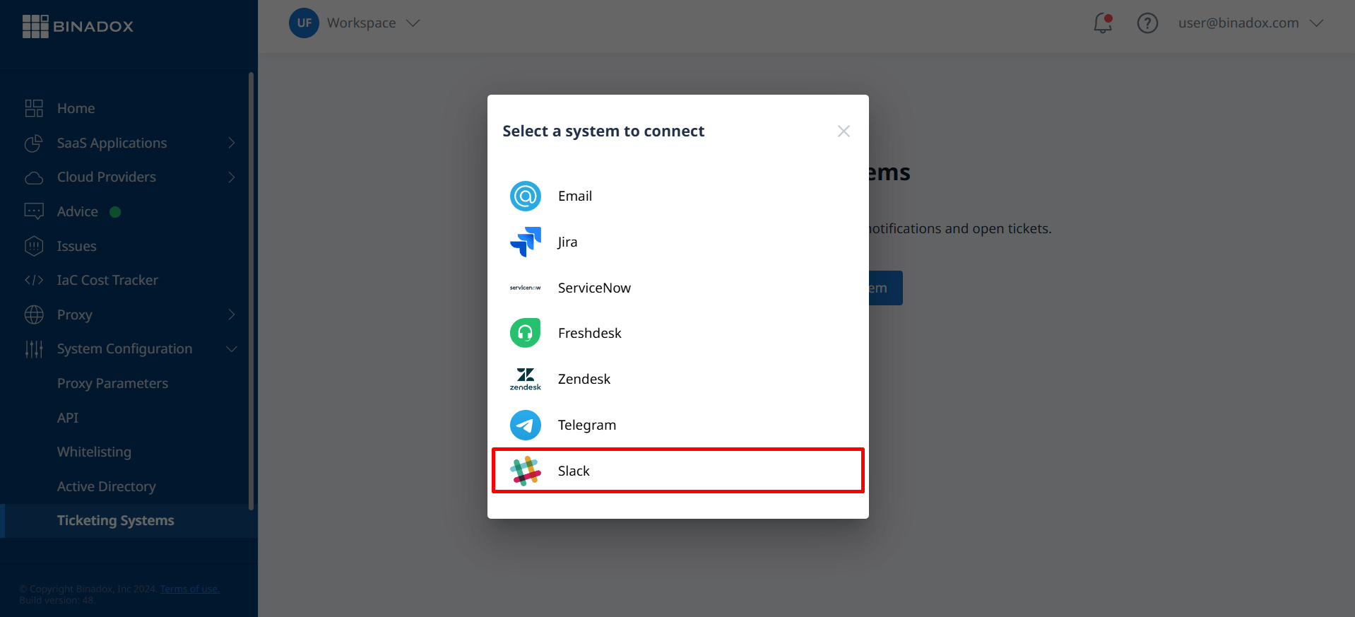 Select a system to connect