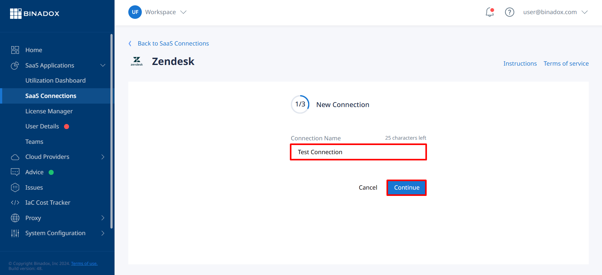 Connection Instance Name Zendesk