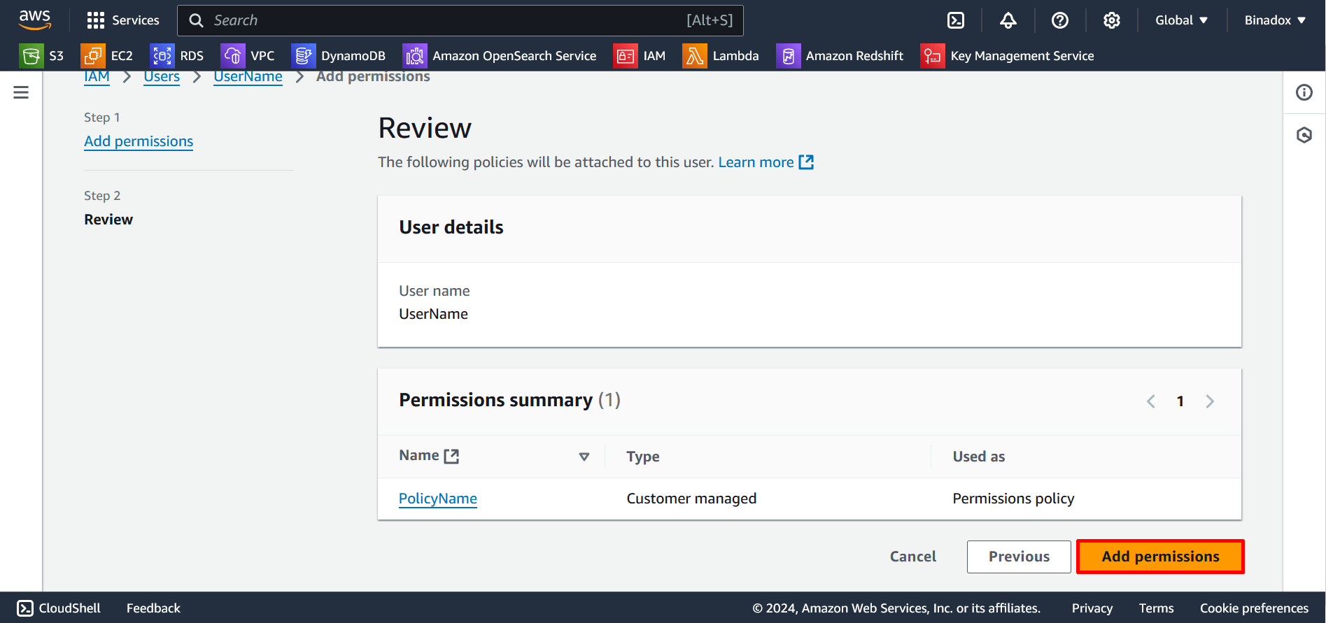 Review permissions