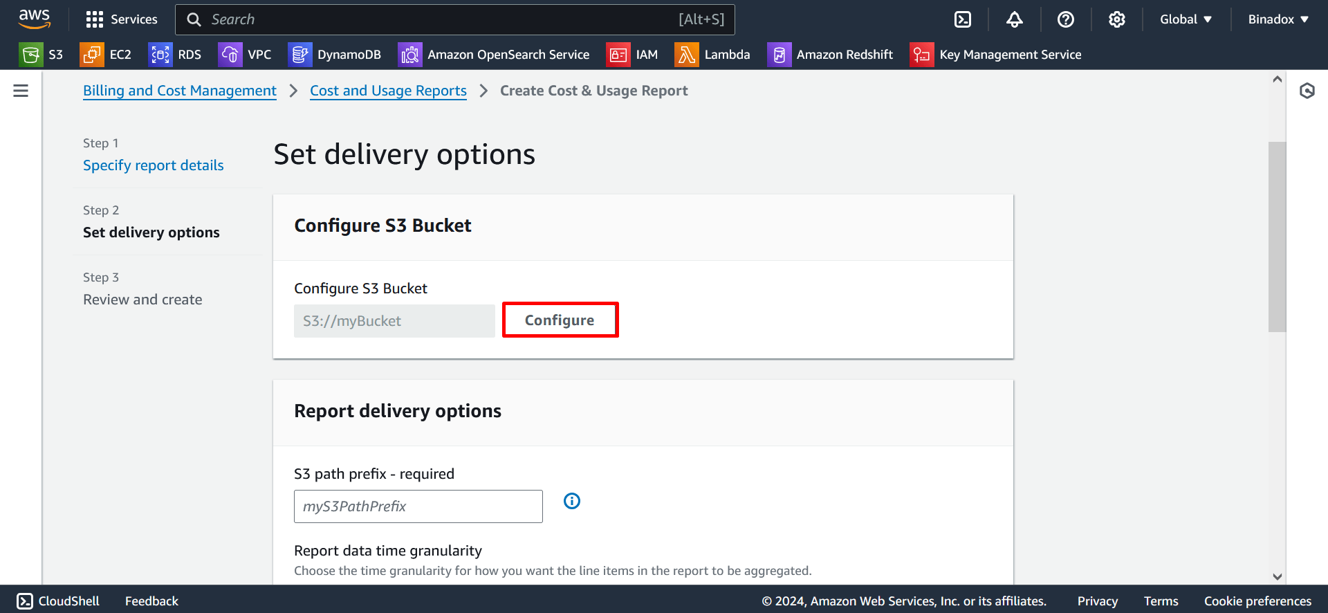 Set delivery options