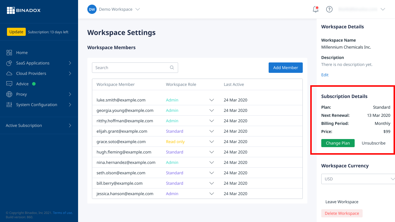 Update subscription details