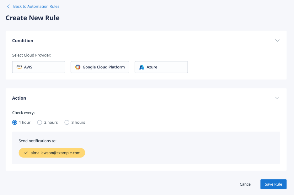 Creating a new rule in Binadox Automation Rules section