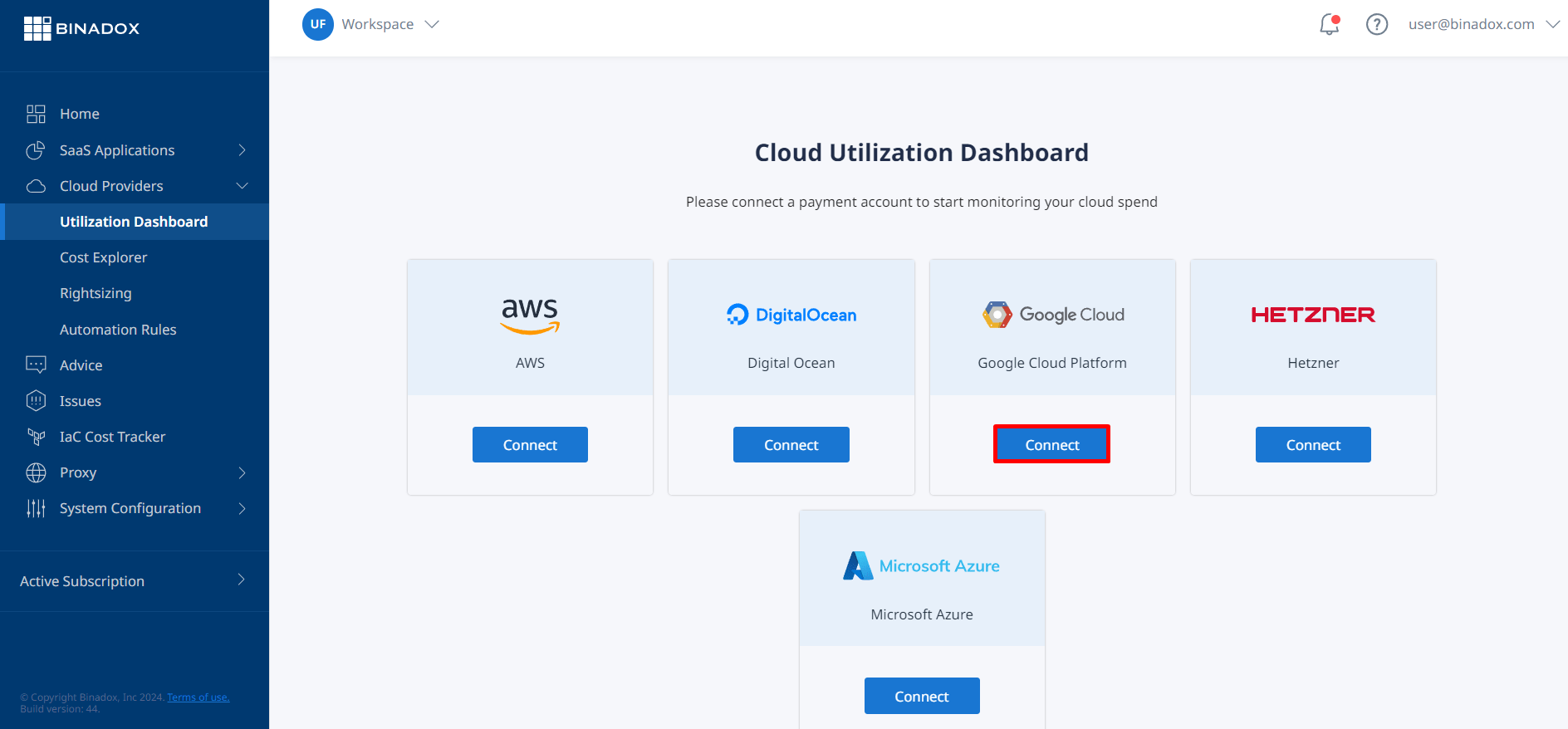 Connect Google Cloud account