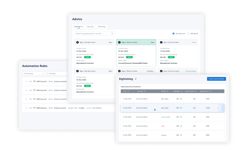 Cloud cost optimization features